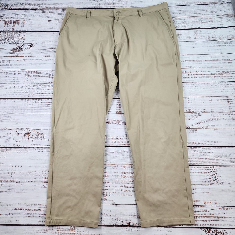 Rhone Commuter Classic Pants Mens 40 Khaki Tan Flex-Knit Performance Golf